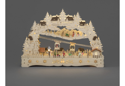 Konstsmide Wooden Village Cable Car Silhouette (18 LED)